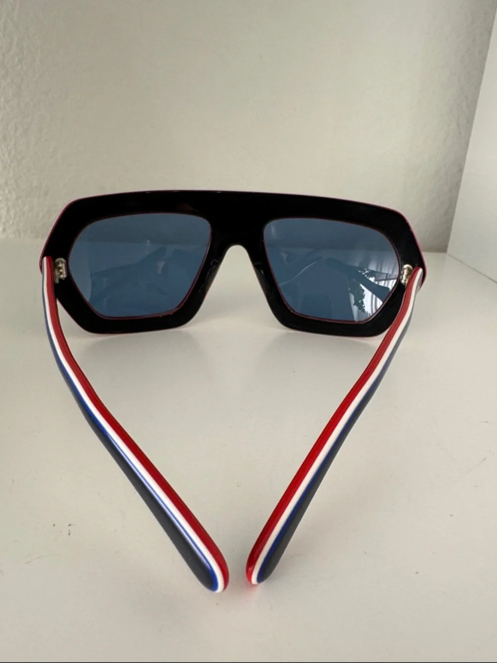 Emilio Pucci Oversized Shield Sunglasses Blue Lens Tricolor Frame